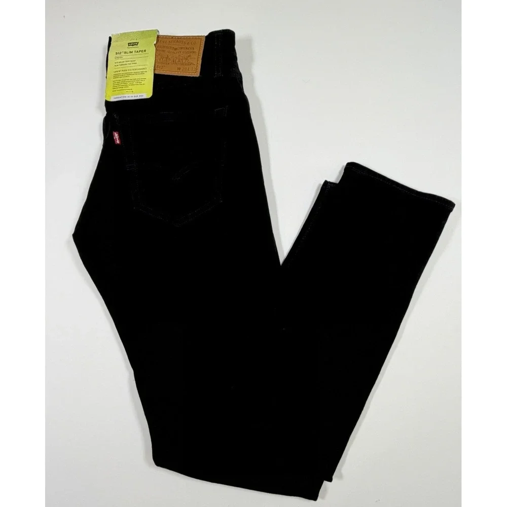 Levi's Lot 512 Slim Taper Black Mens 29x32 Big E Premium Denim Jeans